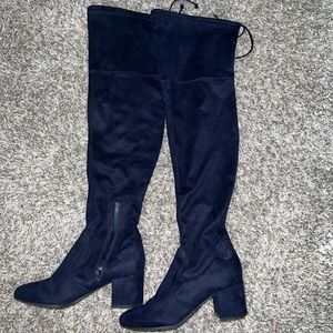 Unisa black lace up knee high boots
